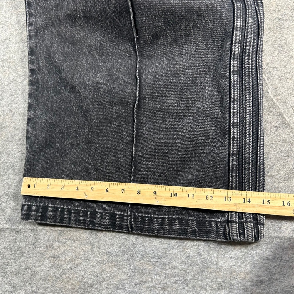 Adidas Wide Leg Jeans Mens 35x30 Washed Black Detail 3-Stripe IT7271 Montreal - Picture 9 of 10